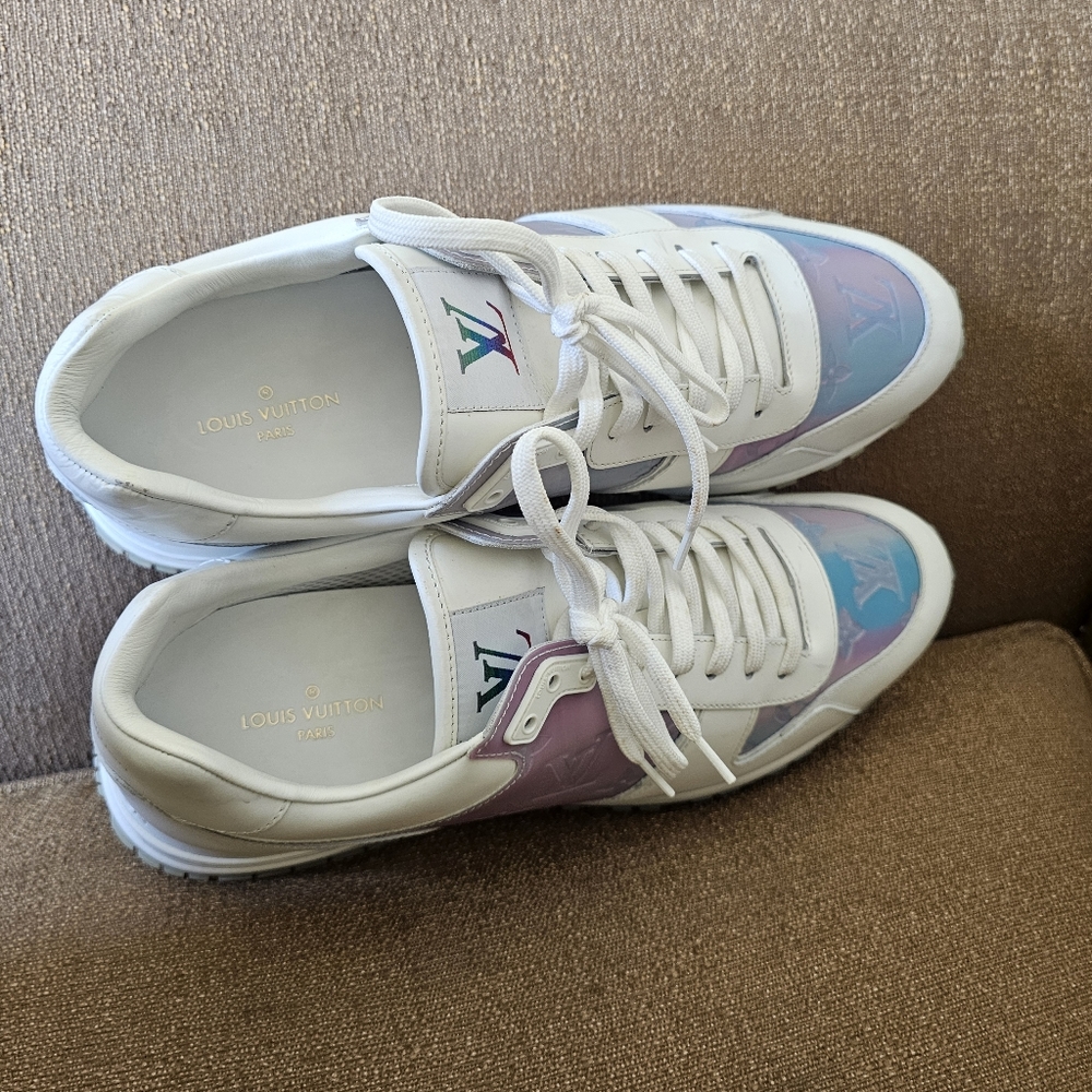 Louis Vuitton White/Iridescent Leather  & PVC Run Away Sneakers UK 9.5/US 10.5 - Picture 13 of 16